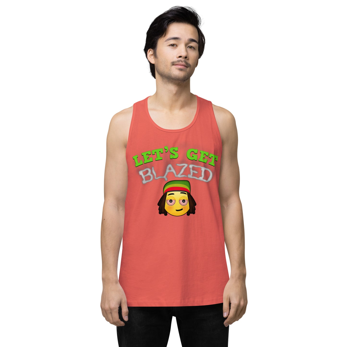 Men’s Cannabis Weed Emoji Premium Tank Top