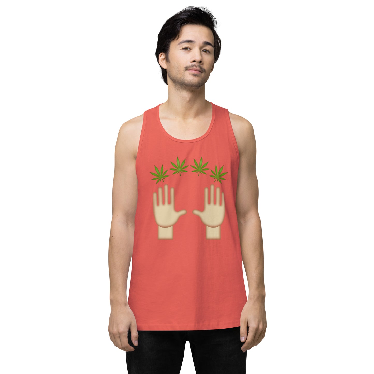 Emoji Praise Weed Cannabis Festival Fun Tank Top For Men