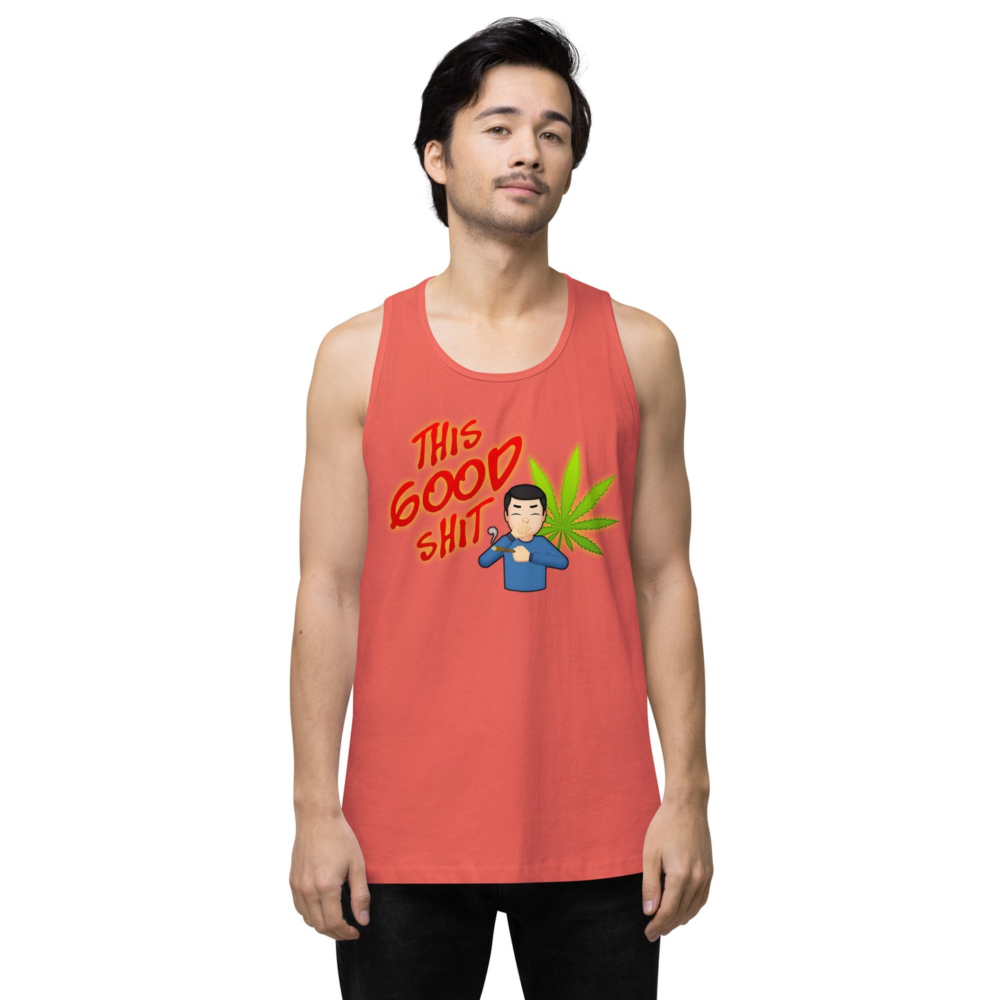 Men’s Cannabis Weed Emoji Premium Tank Top