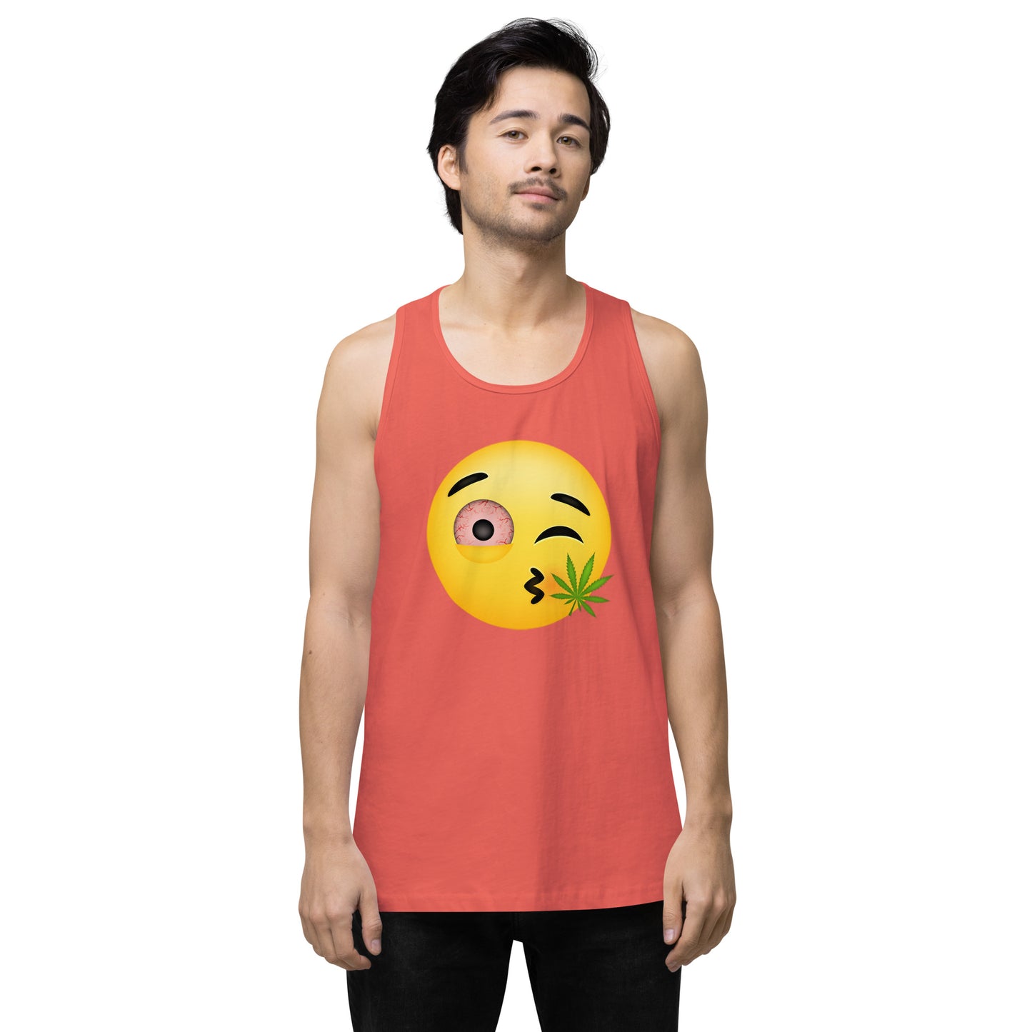 Men’s Cannabis Weed Emoji Premium Tank Top