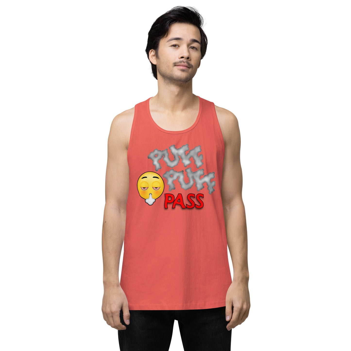 Men’s Cannabis Weed Emoji Premium Tank Top