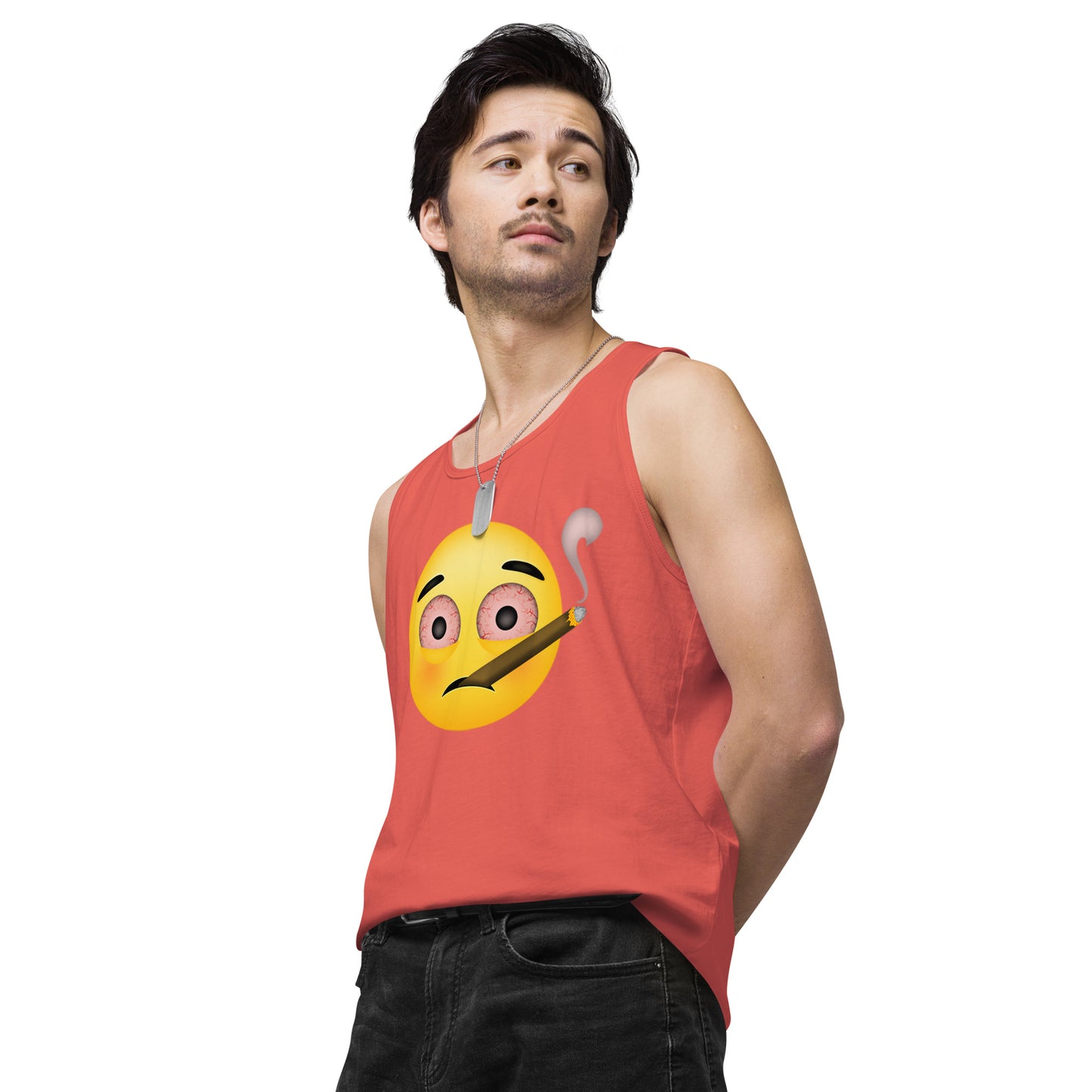 Men’s Cannabis Weed Emoji Premium Tank Top