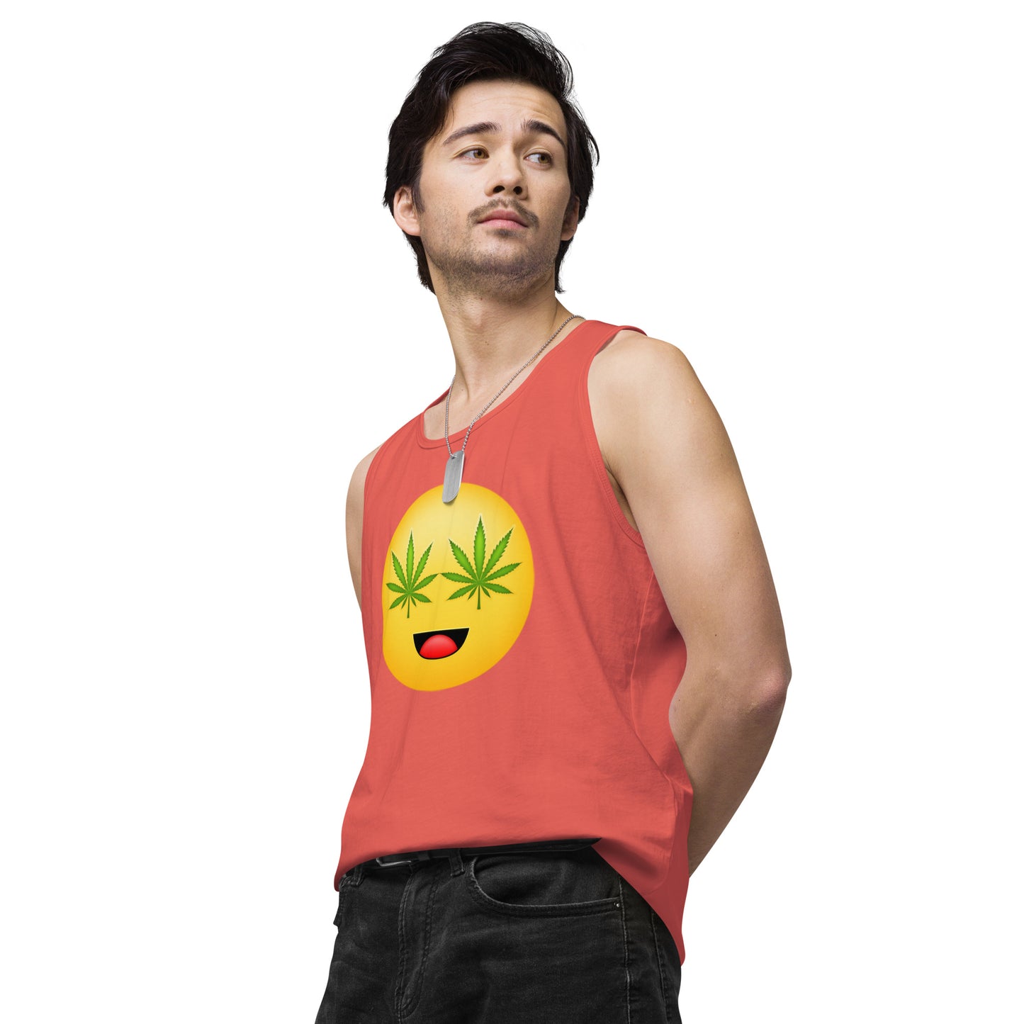 Men’s Cannabis Weed Emoji Premium Tank Top