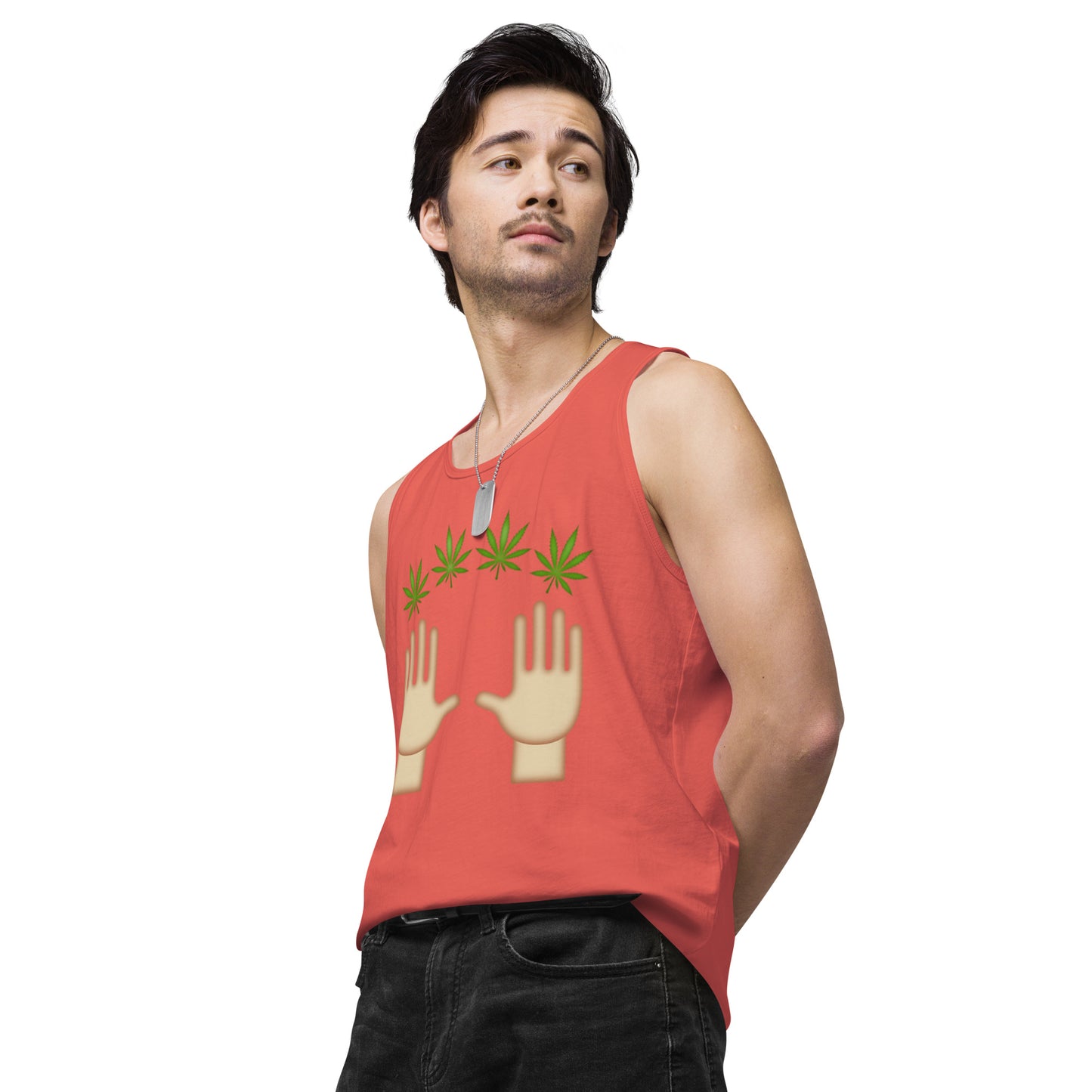 Men’s Cannabis Weed Emoji Premium Tank Top