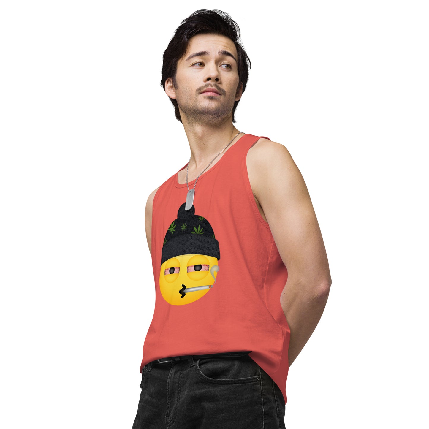 Men’s Cannabis Weed Emoji Premium Tank Top