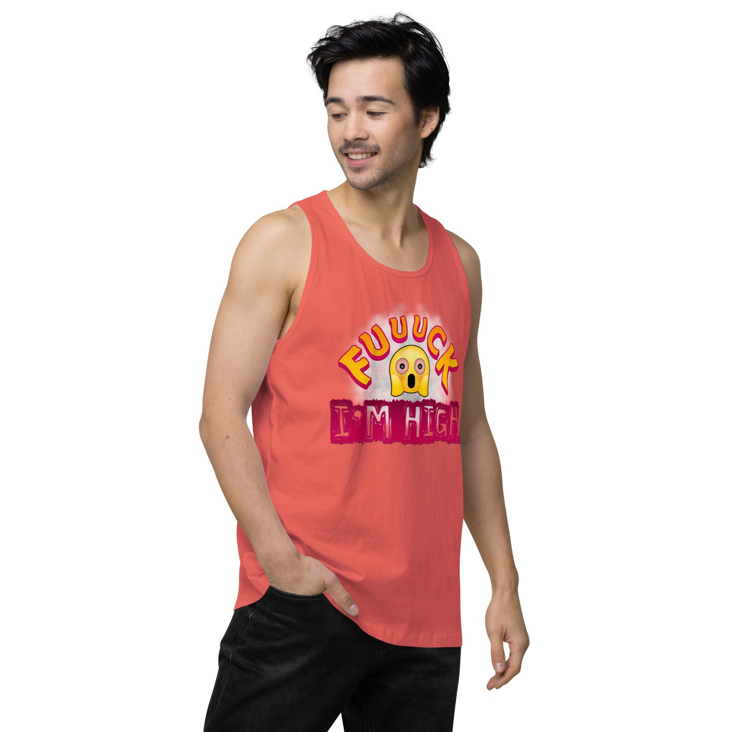 Men’s Cannabis Weed Emoji Premium Tank Top