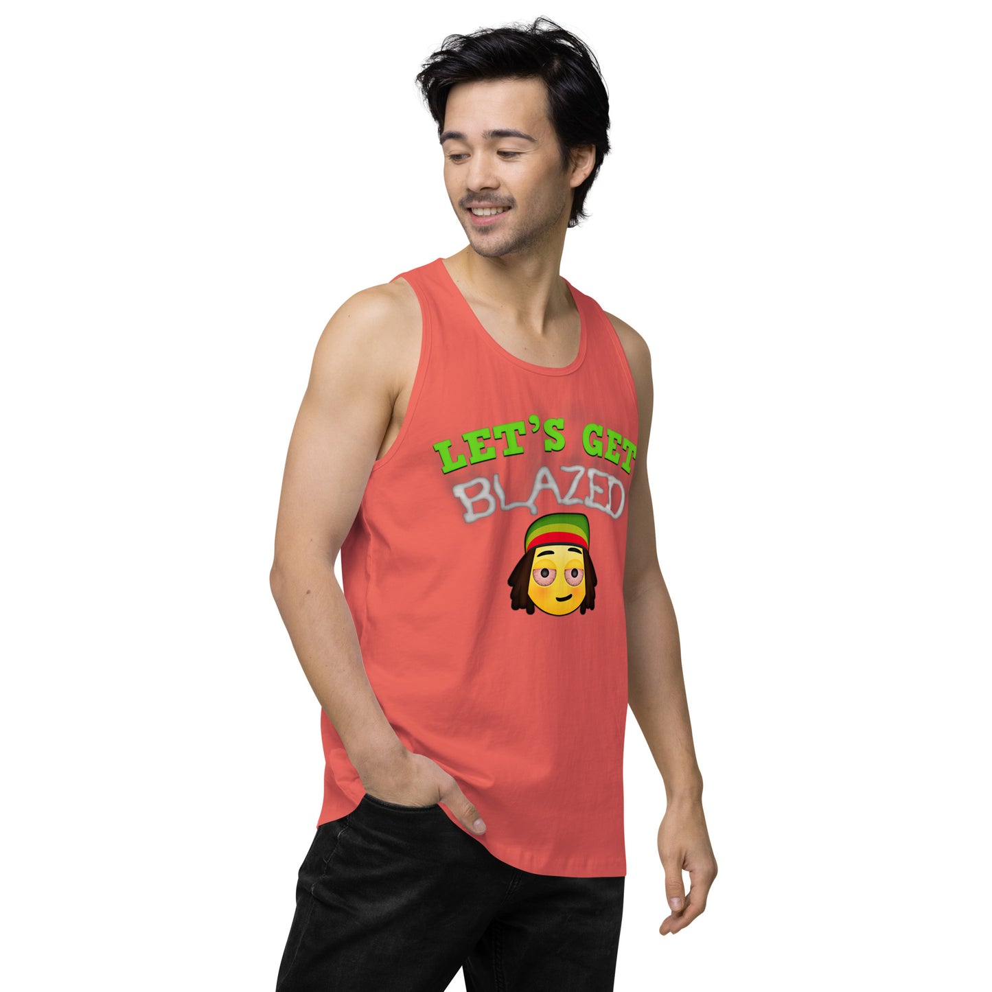 Men’s Cannabis Weed Emoji Premium Tank Top