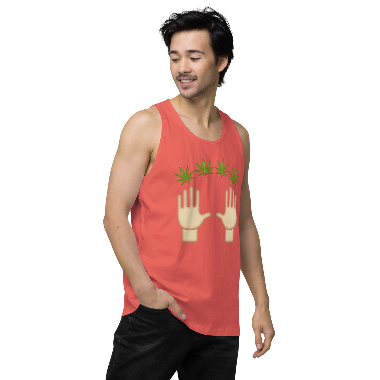 Men’s Cannabis Weed Emoji Premium Tank Top