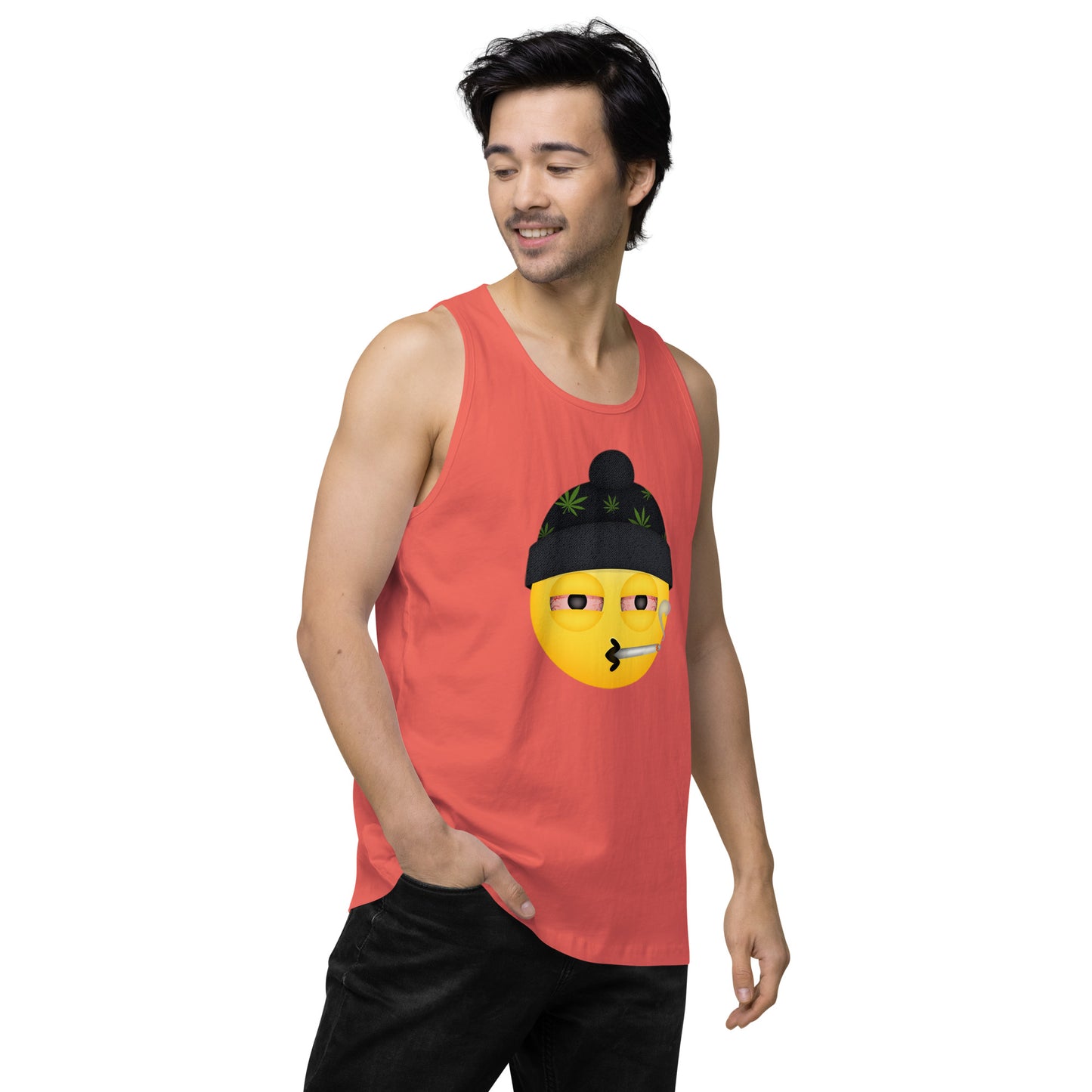 Men’s Cannabis Weed Emoji Premium Tank Top