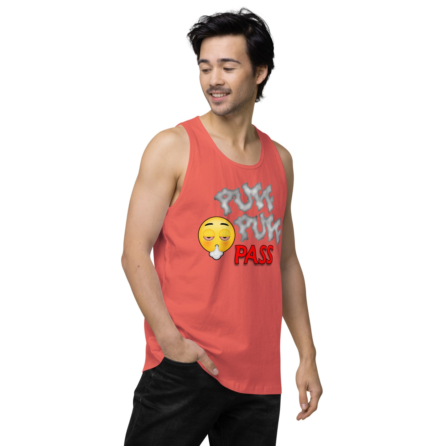 Men’s Cannabis Weed Emoji Premium Tank Top