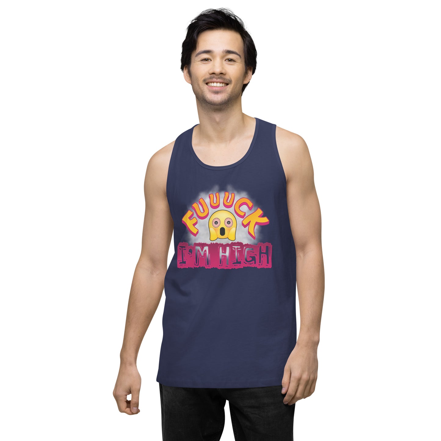 Men’s Cannabis Weed Emoji Premium Tank Top