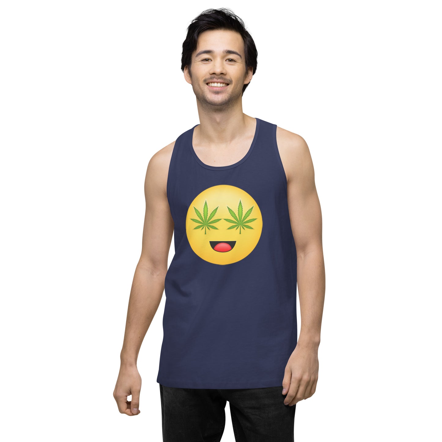 Men’s Cannabis Weed Emoji Premium Tank Top