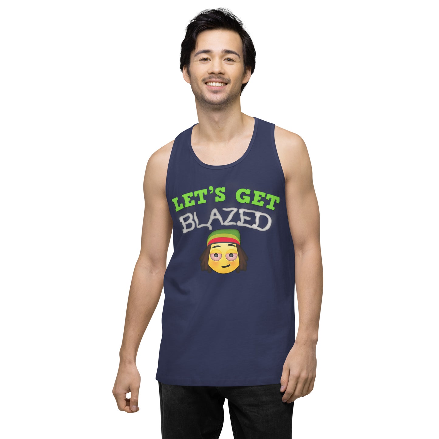 Men’s Cannabis Weed Emoji Premium Tank Top