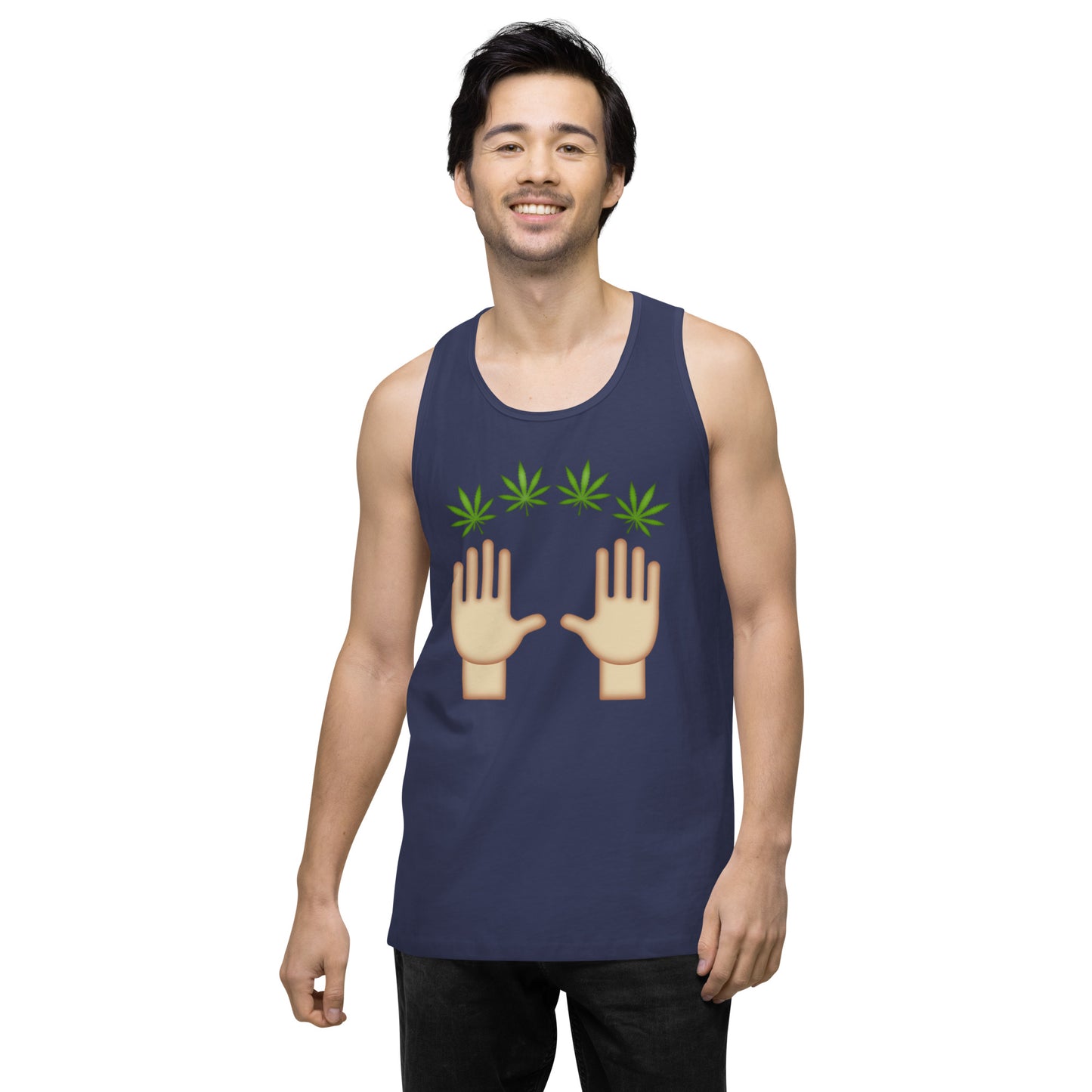 Emoji Praise Weed Cannabis Festival Fun Tank Top For Men