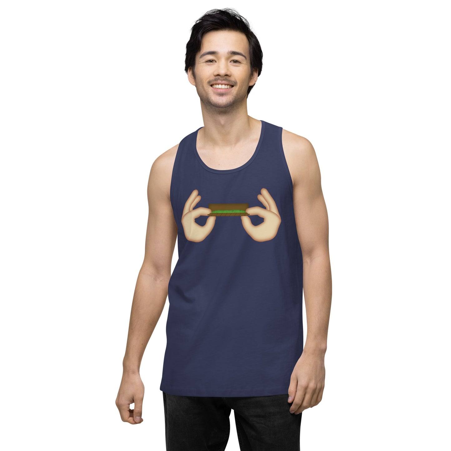 Men’s Cannabis Weed Emoji Premium Tank Top