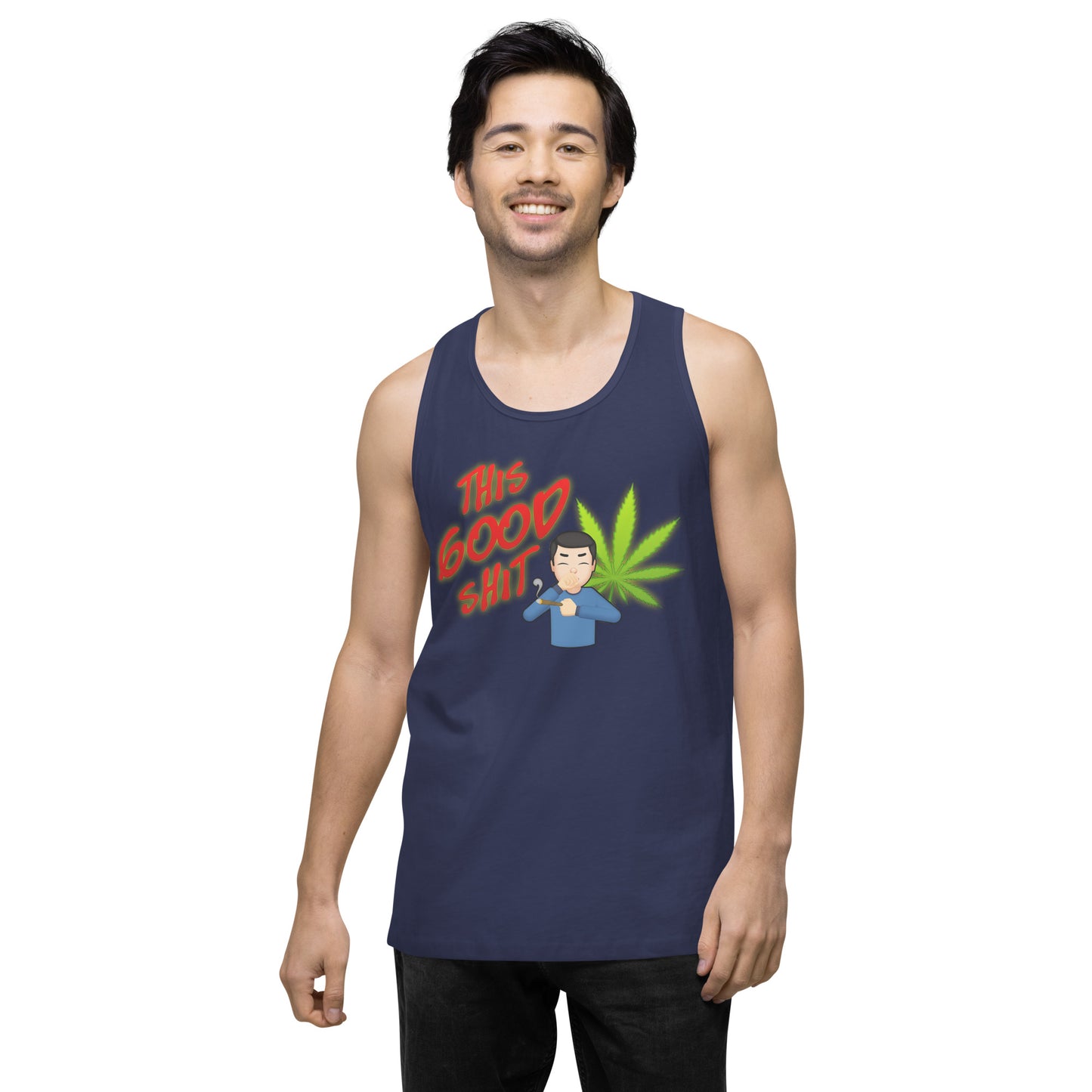 Men’s Cannabis Weed Emoji Premium Tank Top