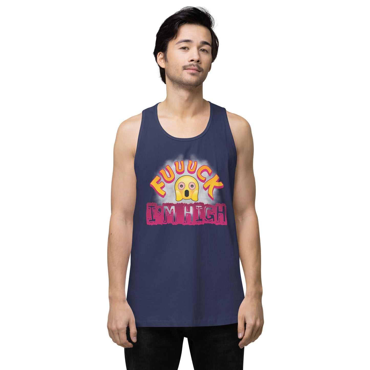 Men’s Cannabis Weed Emoji Premium Tank Top