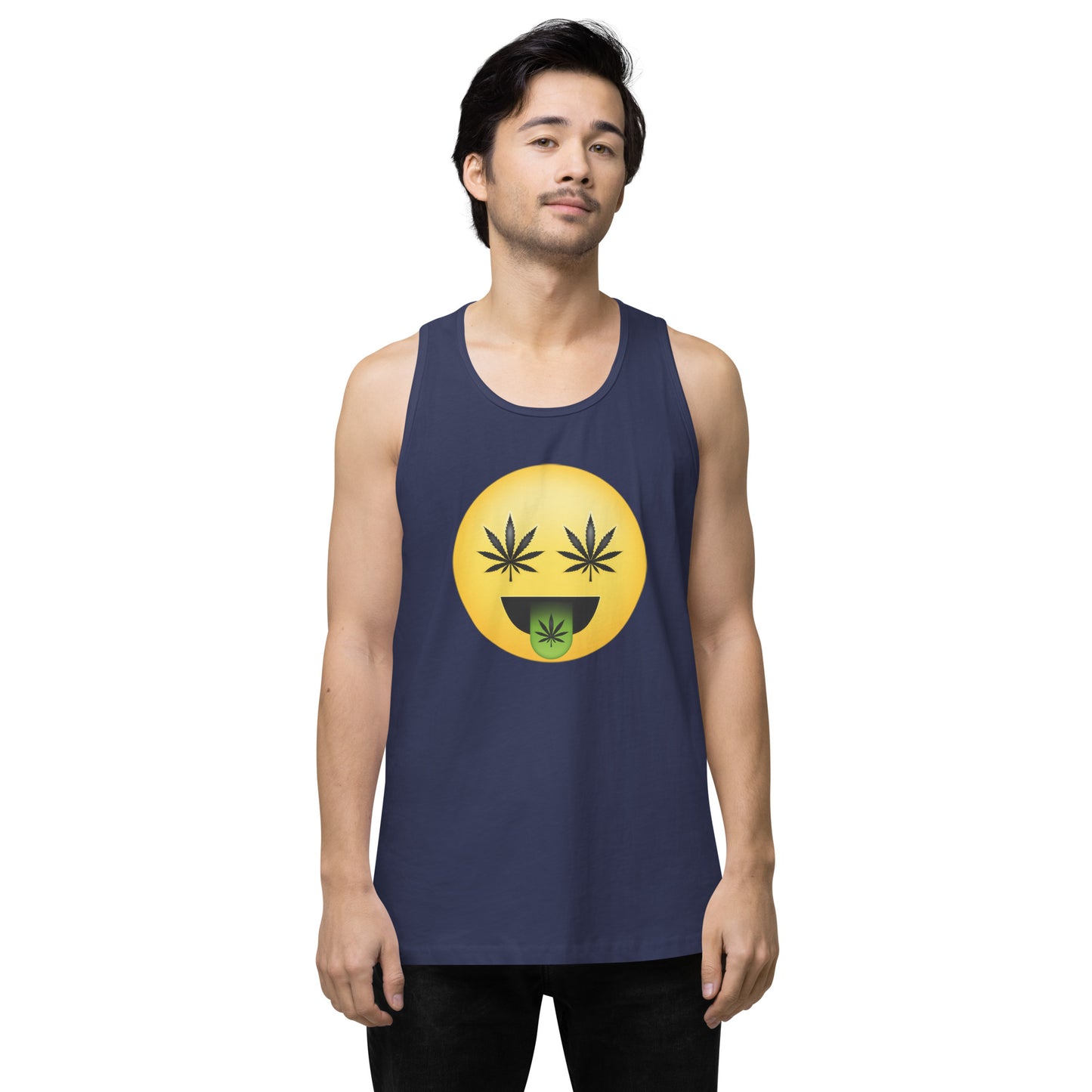 Men’s Cannabis Weed Emoji Premium Tank Top