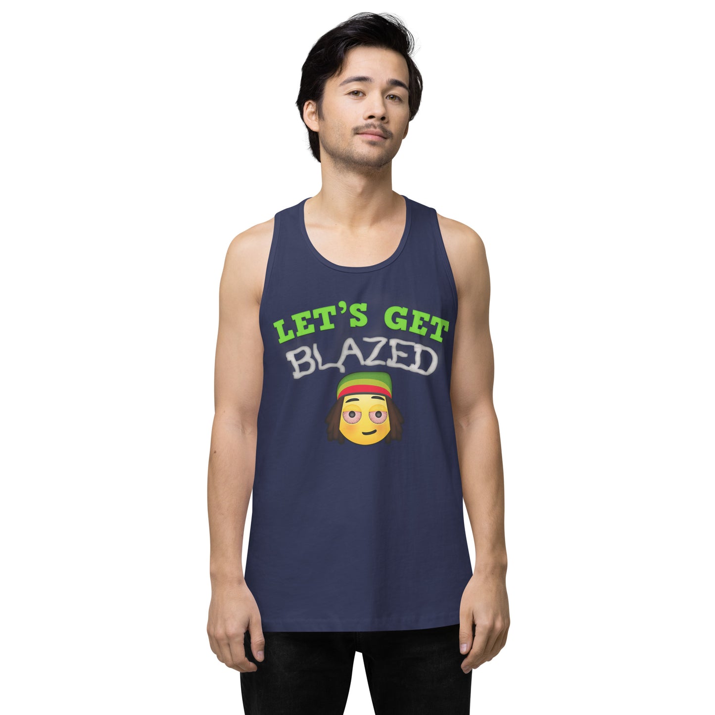 Men’s Cannabis Weed Emoji Premium Tank Top