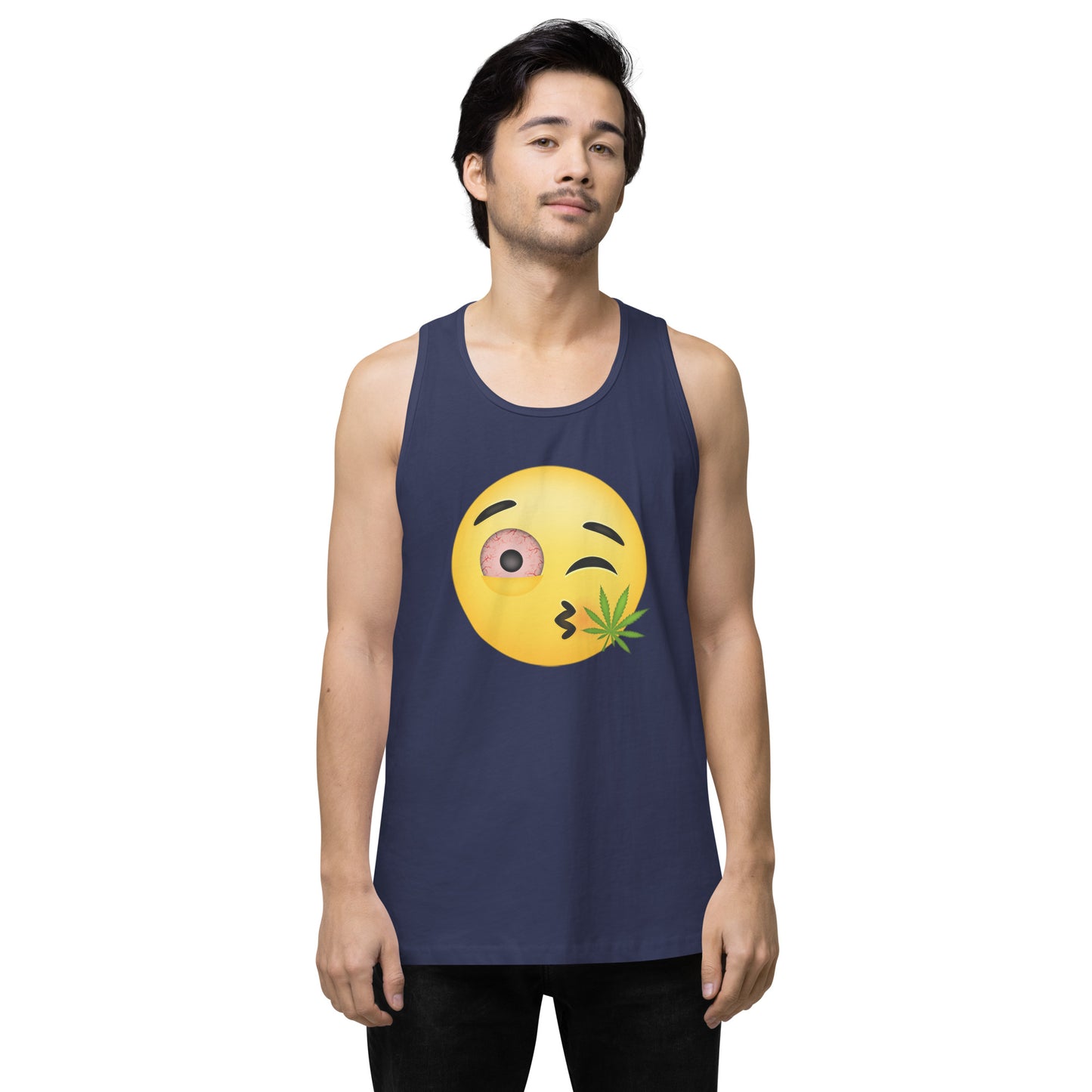 Men’s Cannabis Weed Emoji Premium Tank Top