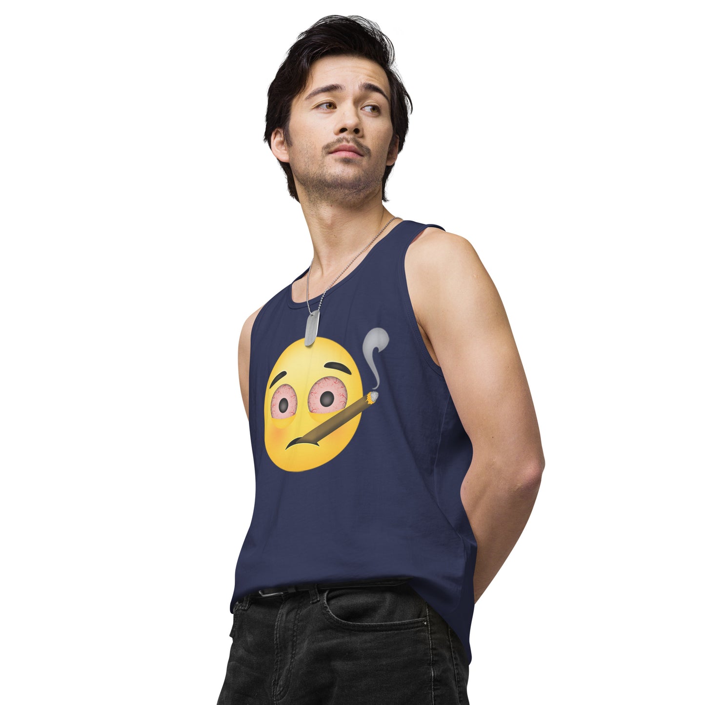 Men’s Cannabis Weed Emoji Premium Tank Top