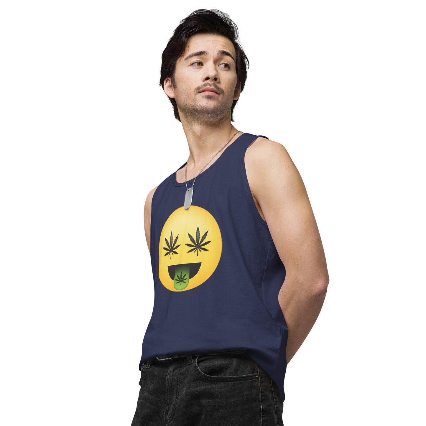 Men’s Cannabis Weed Emoji Premium Tank Top