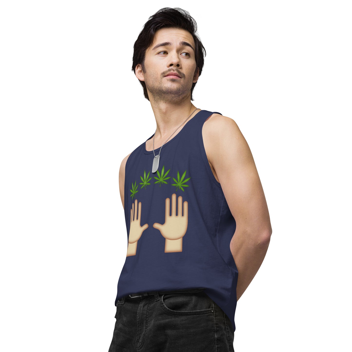 Men’s Cannabis Weed Emoji Premium Tank Top