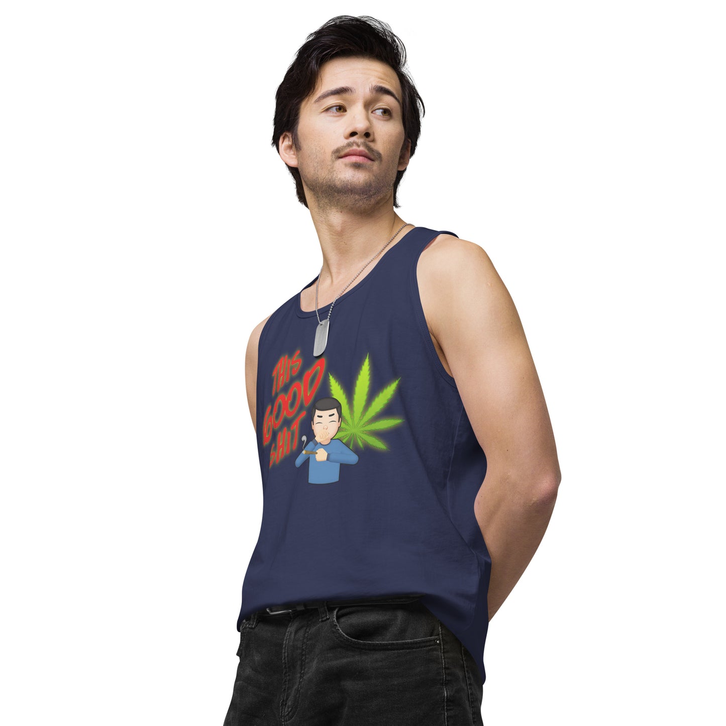 Men’s Cannabis Weed Emoji Premium Tank Top