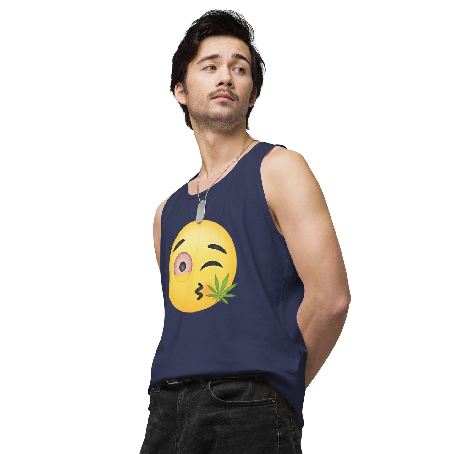 Men’s Cannabis Weed Emoji Premium Tank Top