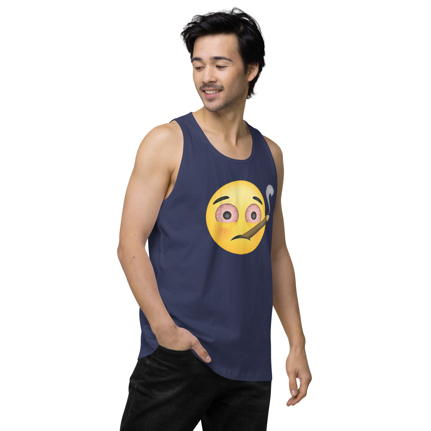 Men’s Cannabis Weed Emoji Premium Tank Top