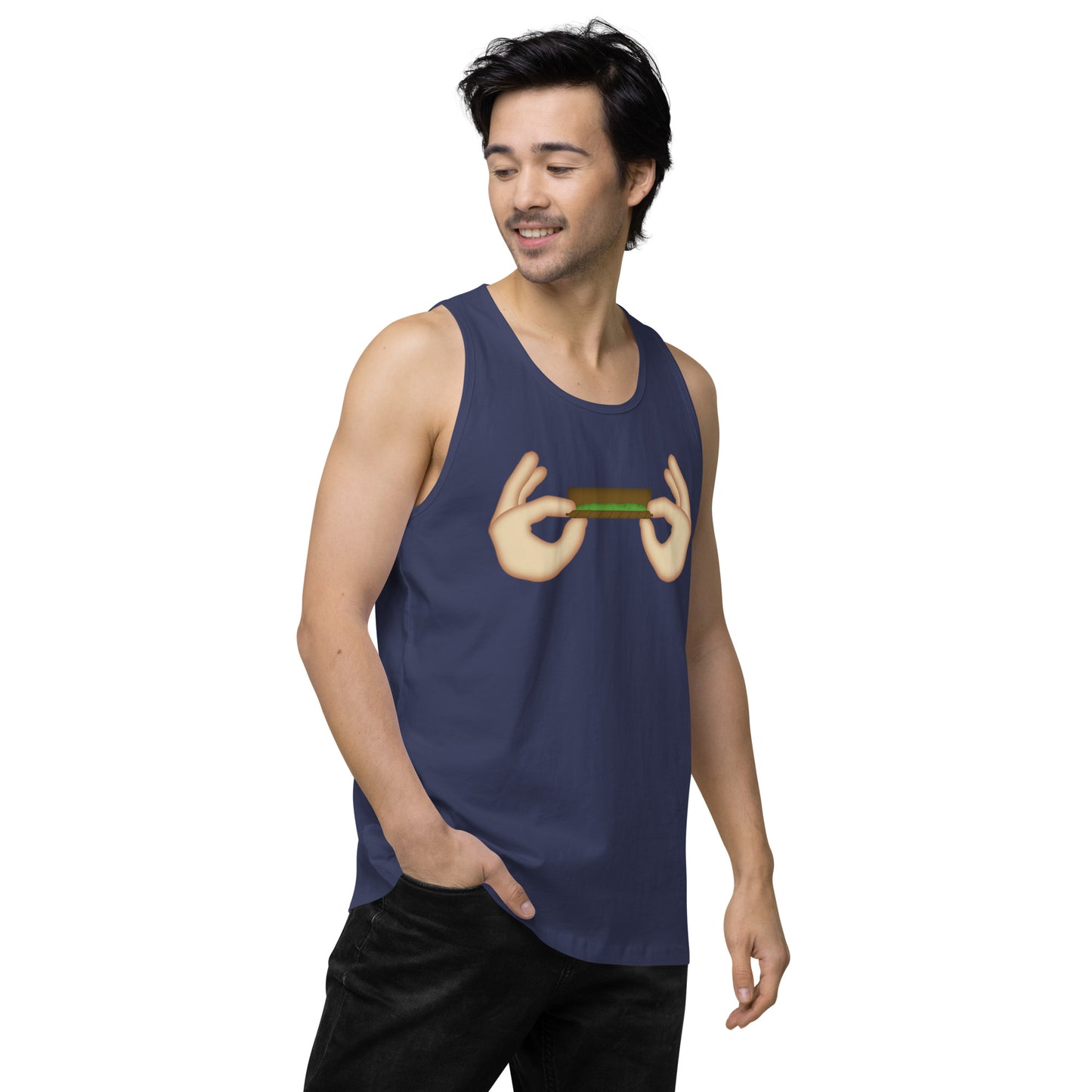 Men’s Cannabis Weed Emoji Premium Tank Top