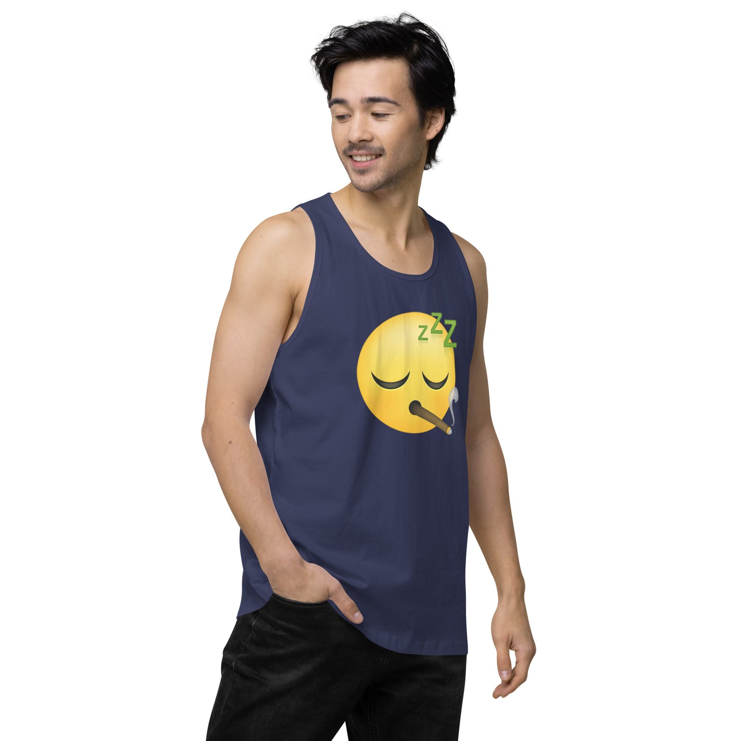 Men’s Cannabis Weed Emoji Premium Tank Top