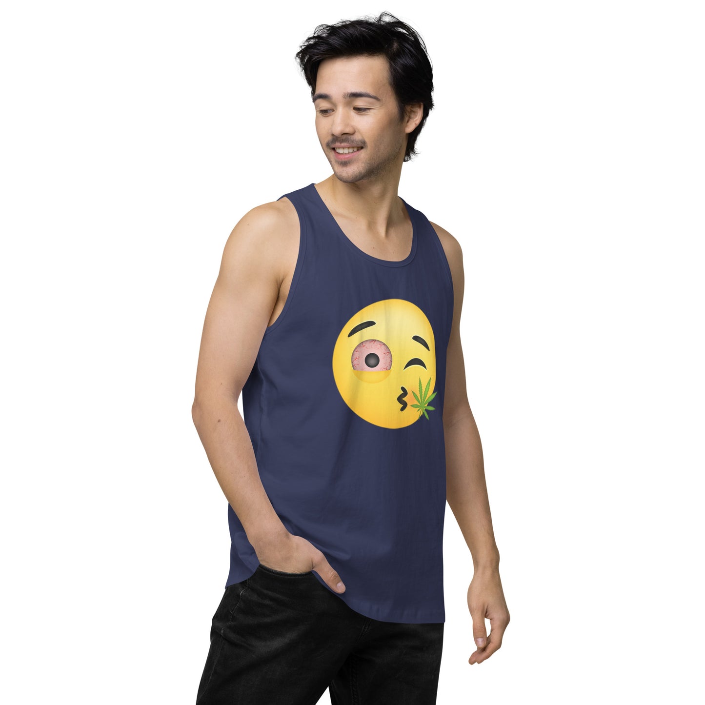 Men’s Cannabis Weed Emoji Premium Tank Top