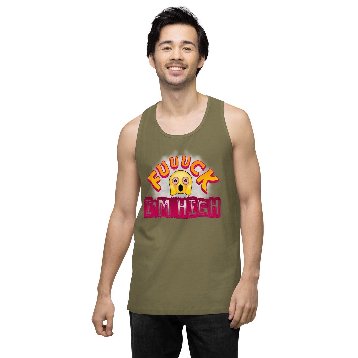 Men’s Cannabis Weed Emoji Premium Tank Top