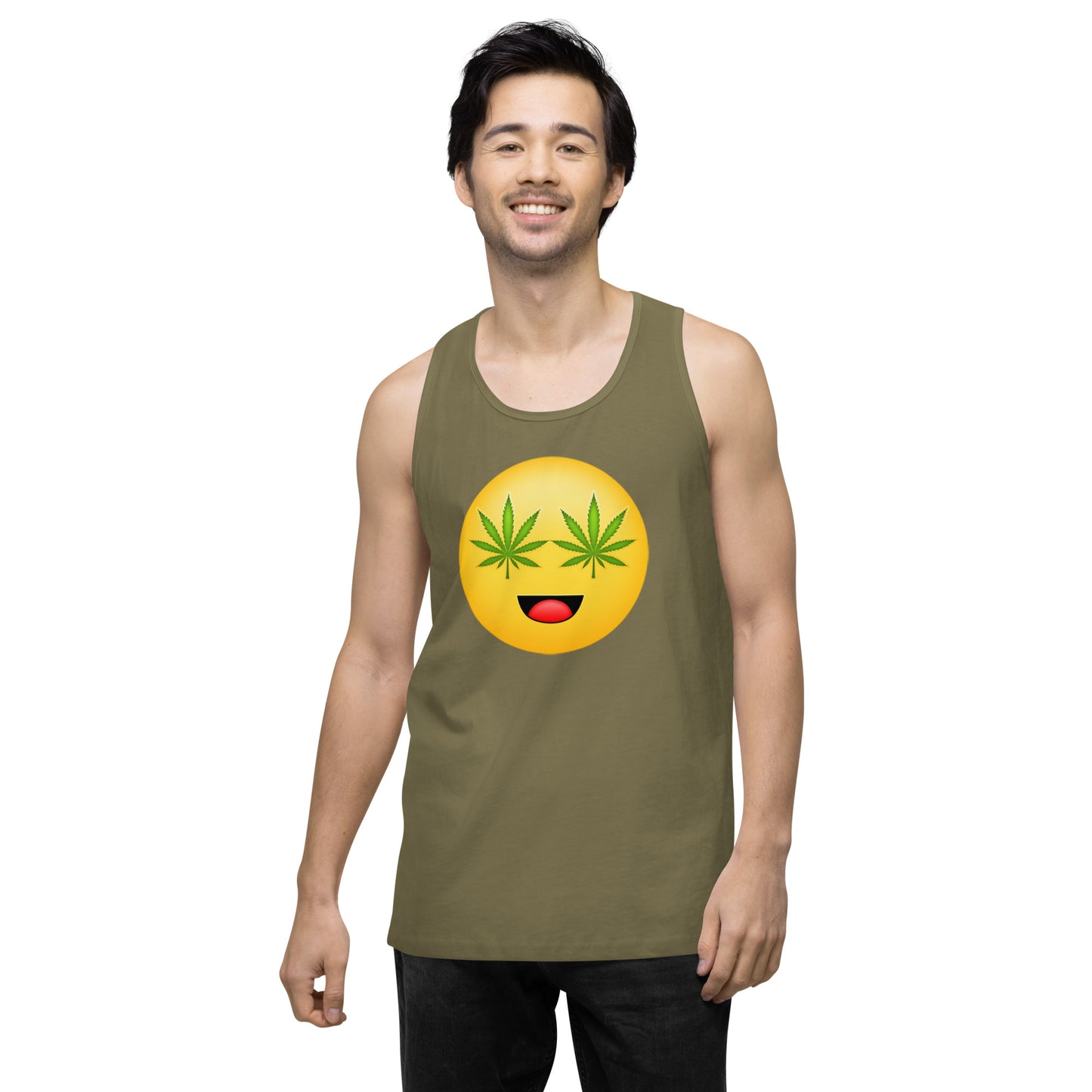 Men’s Cannabis Weed Emoji Premium Tank Top