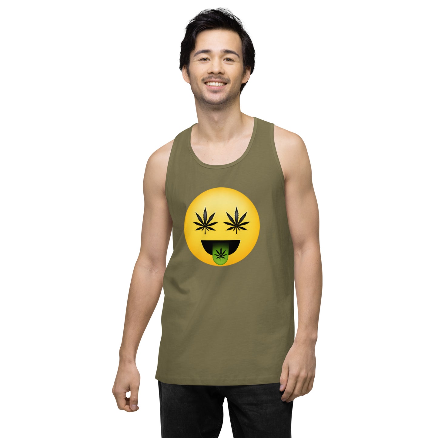 Men’s Cannabis Weed Emoji Premium Tank Top