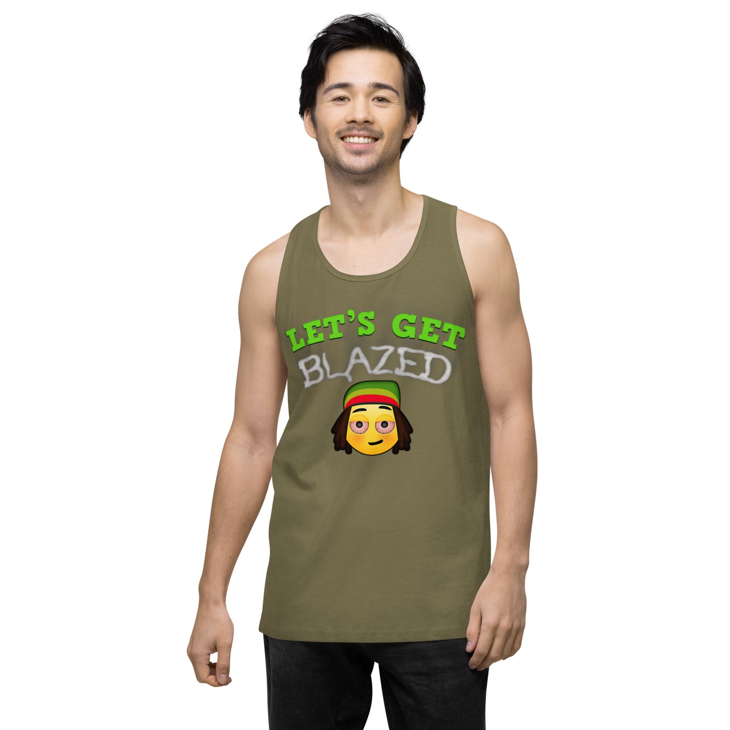 Emoji Weed Cannabis Lets Get Blazed Festival Fun Blunt Tank Top For Men