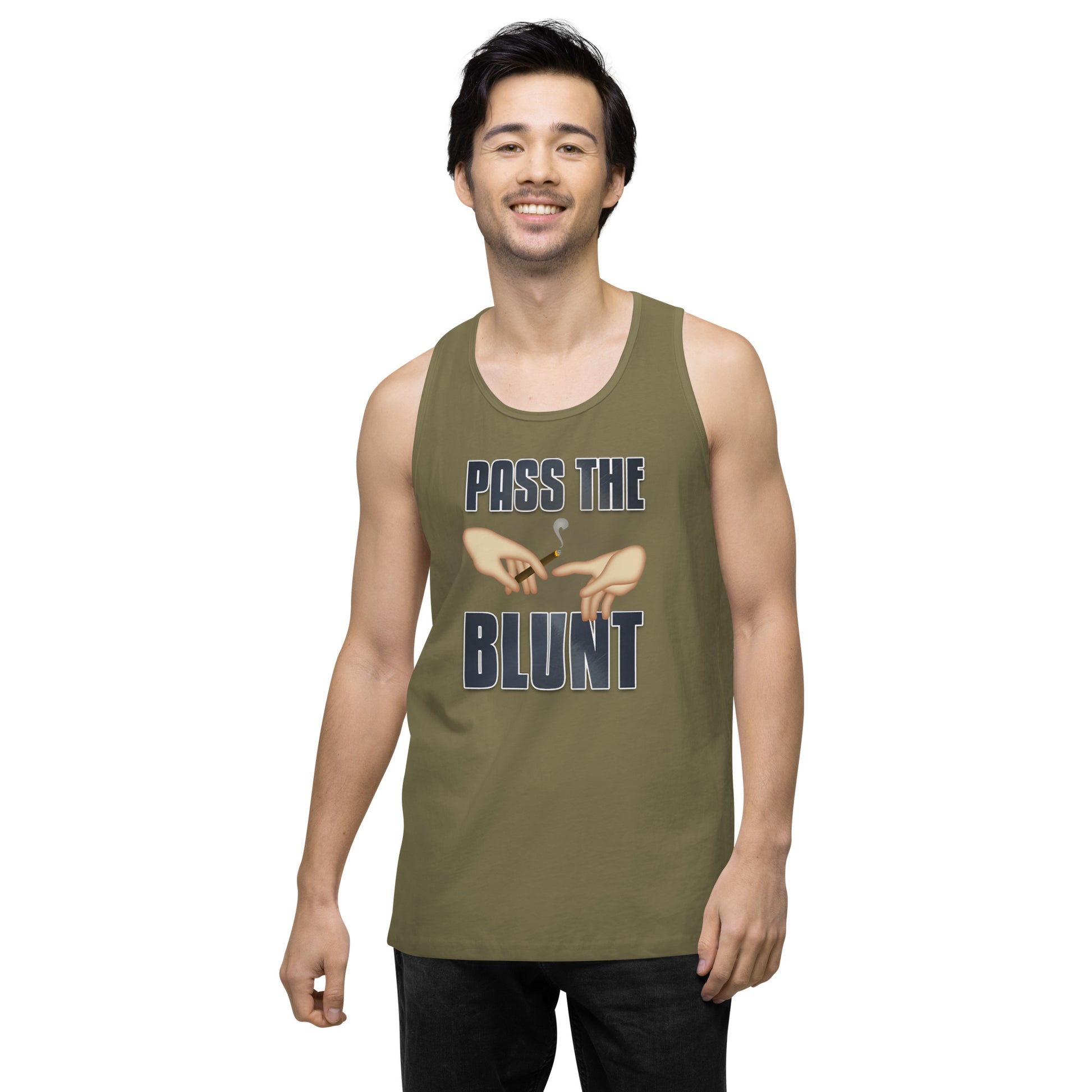 Emoji Weed Cannabis Pass The Blunt Festival Fun Tank Top For Men