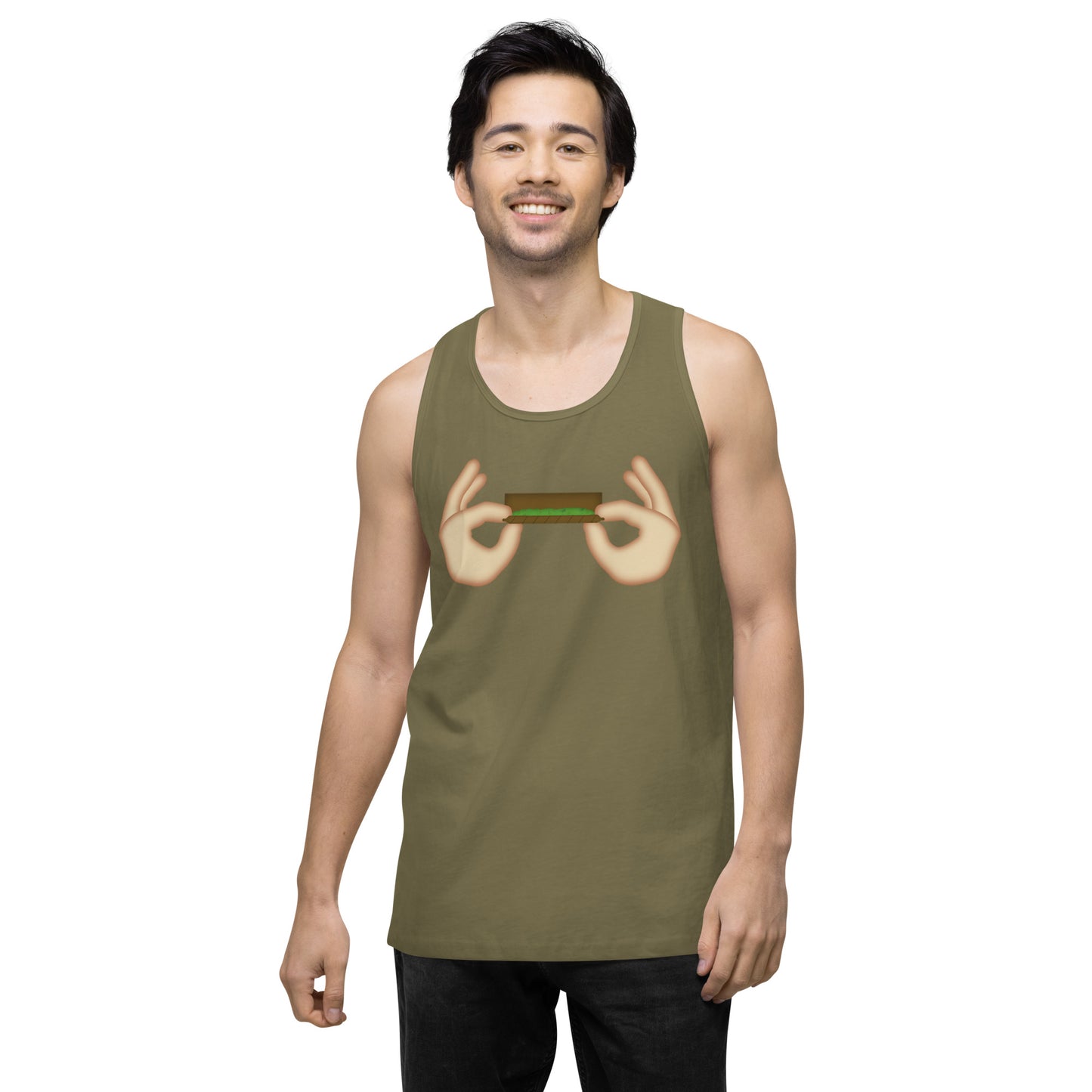 Men’s Cannabis Weed Emoji Premium Tank Top