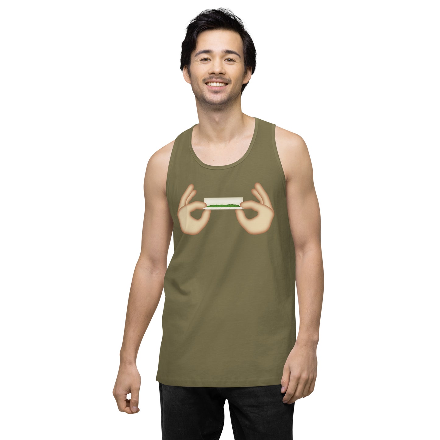 Men’s Cannabis Weed Emoji Premium Tank Top