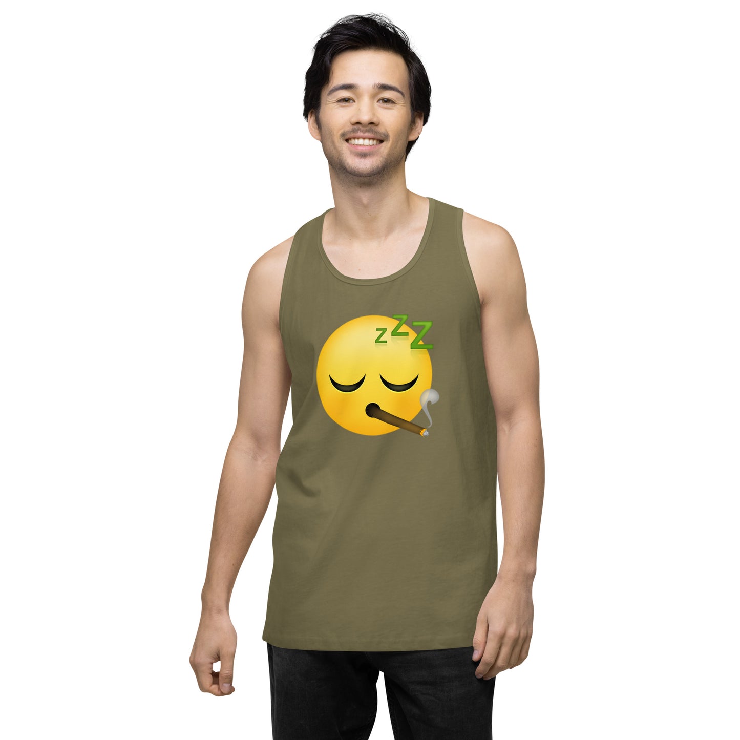 Men’s Cannabis Weed Emoji Premium Tank Top