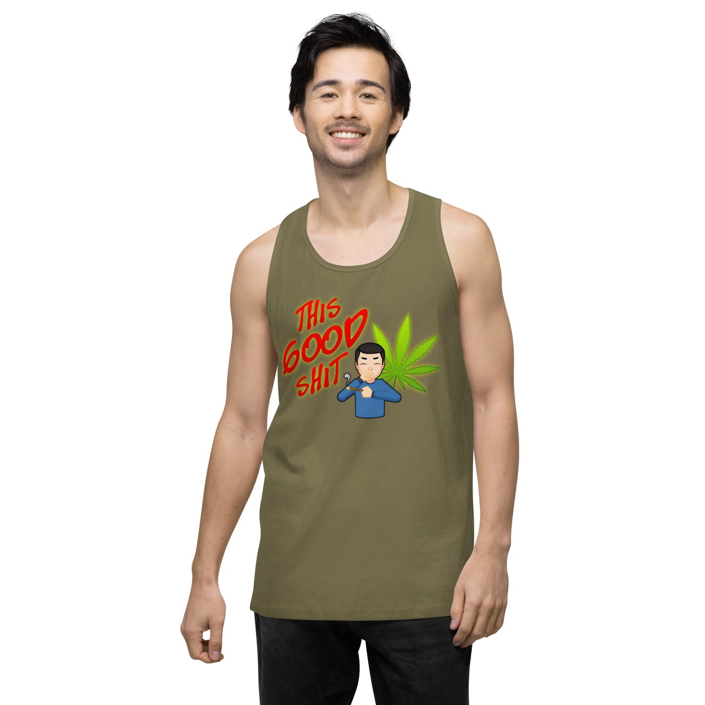 Men’s Cannabis Weed Emoji Premium Tank Top