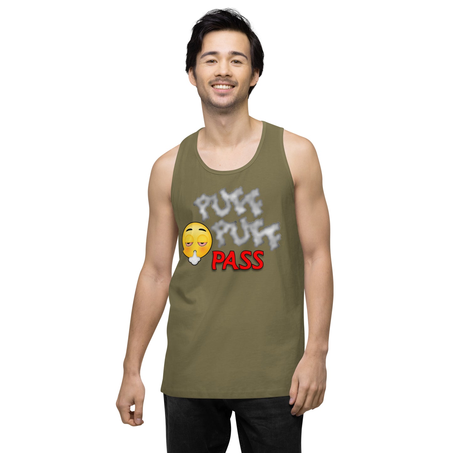 Men’s Cannabis Weed Emoji Premium Tank Top