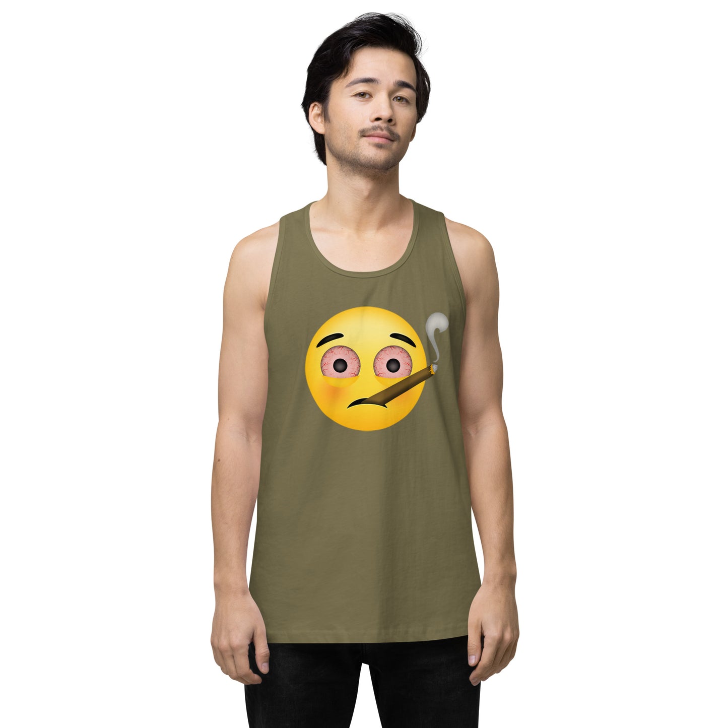 Men’s Cannabis Weed Emoji Premium Tank Top