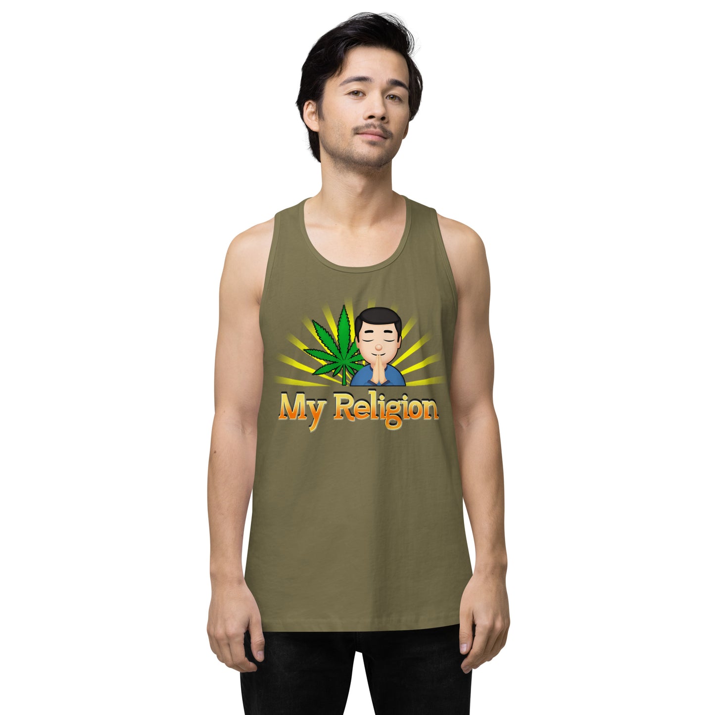 Emoji Weed Cannabis Edibles Sativa Festival Fun Blunt Tank Top Munchies For Men