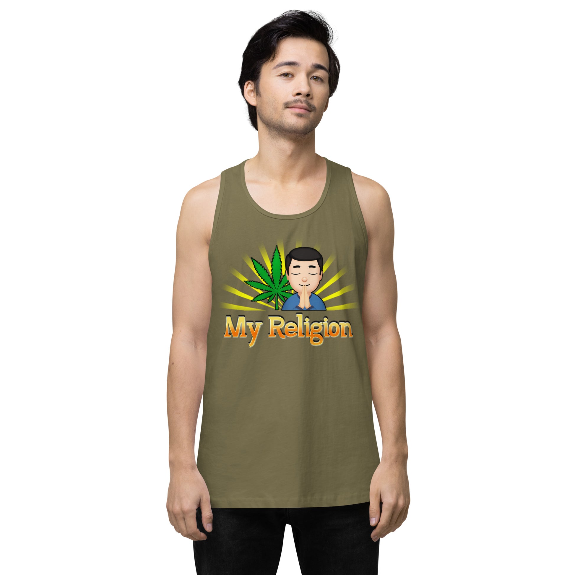 Emoji Weed Cannabis Edibles Sativa Festival Fun Blunt Tank Top Munchies For Men