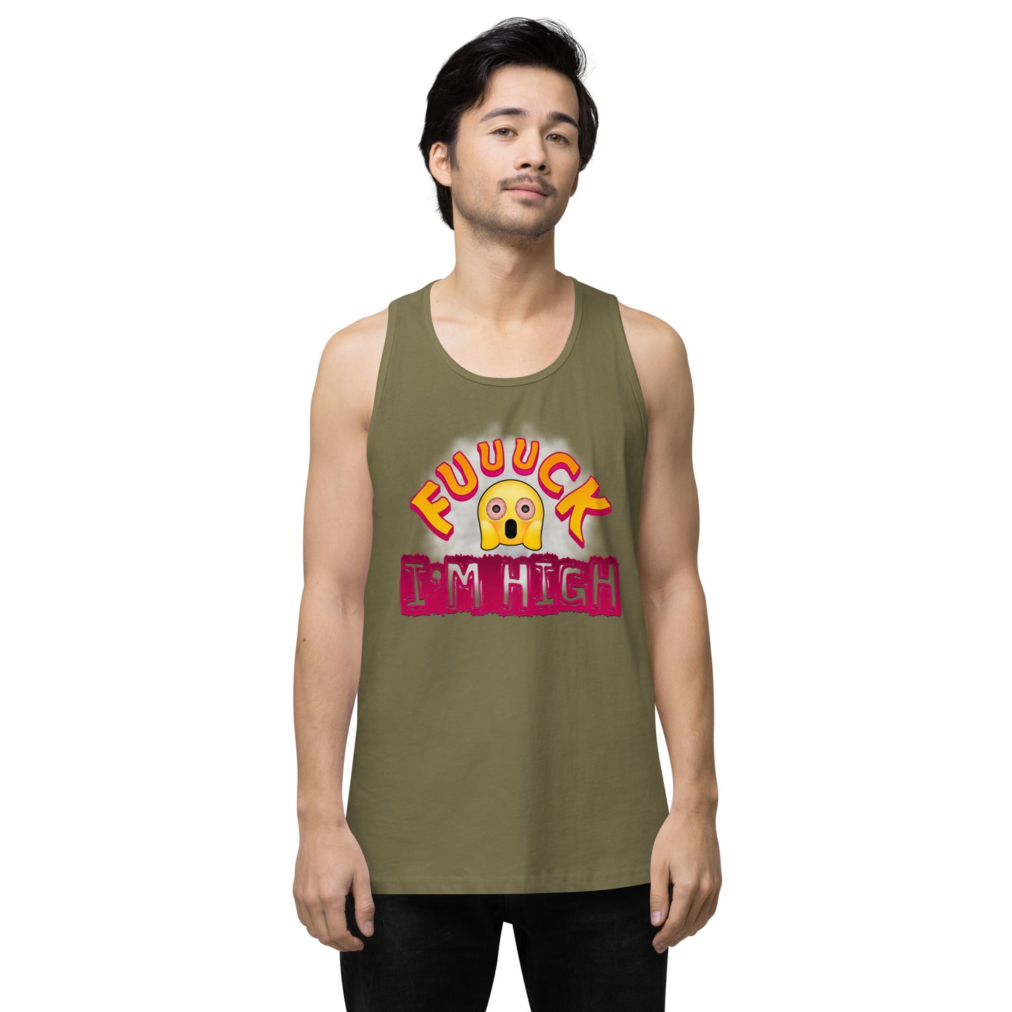 Men’s Cannabis Weed Emoji Premium Tank Top