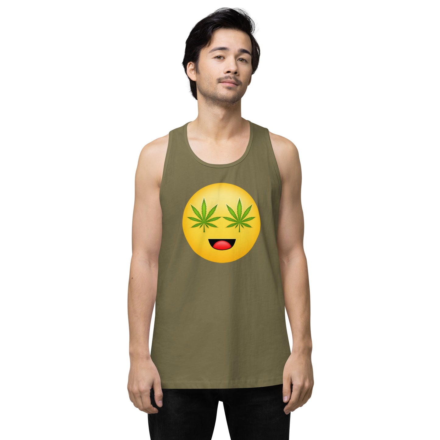 Emoji Weed Cannabis Edibles Sativa Festival Fun Blunt Tank Top Happy Eyes For Men