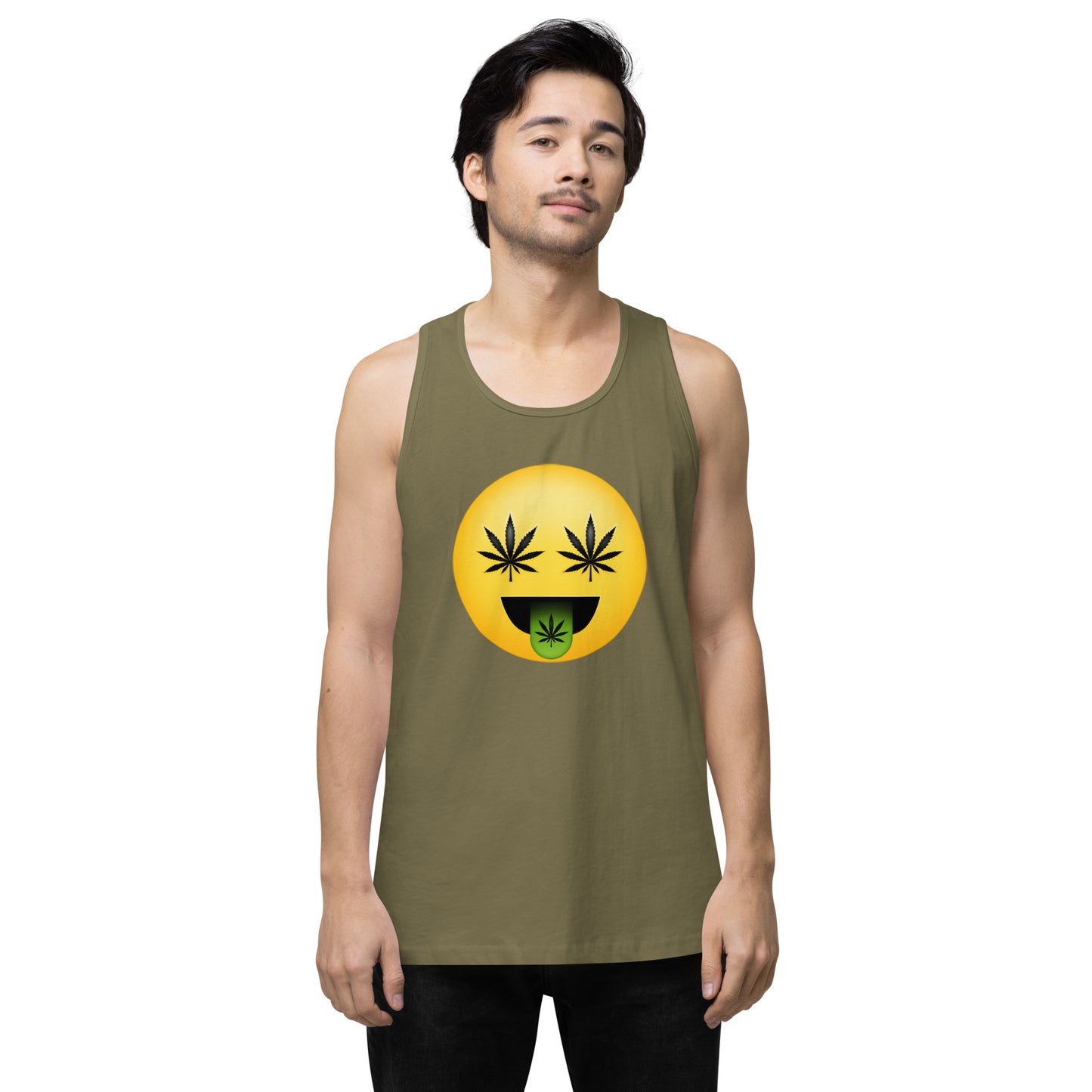 Men’s Cannabis Weed Emoji Premium Tank Top