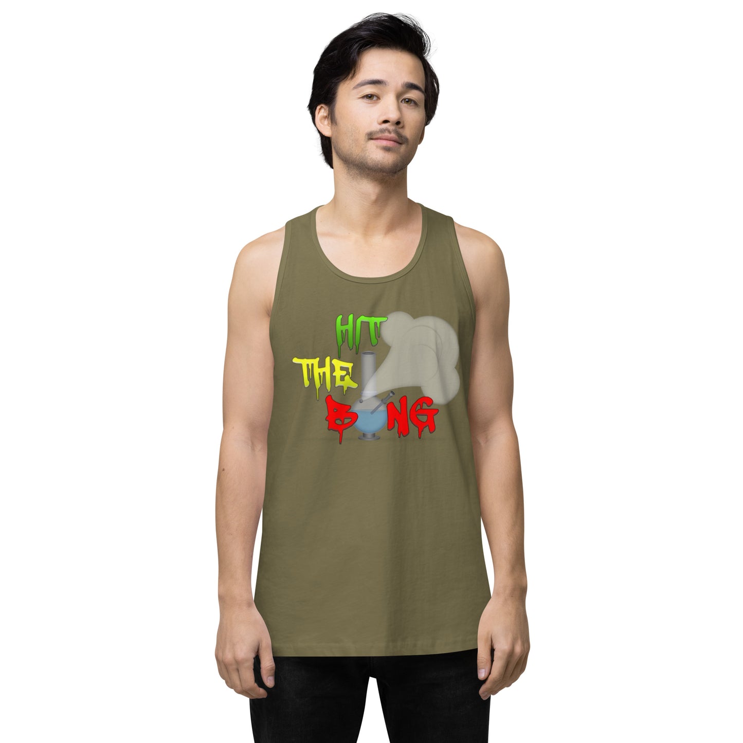 Men’s Cannabis Weed Emoji Premium Tank Top